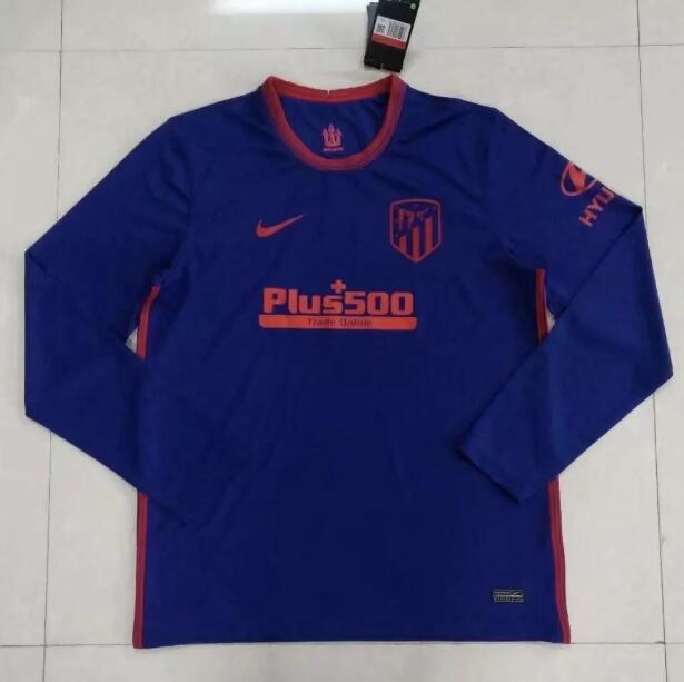 Atletico Madrid Long Sleeve Away Kit Soccer Jersey 2020/21